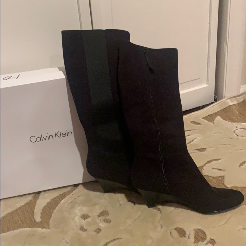 Calvin Klein black stretchy boots